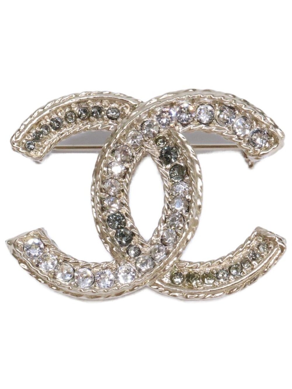 Chanel CC Logo Rhinestone Brooch